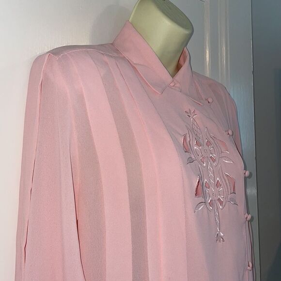 Vtg 80s/90s‎ Jean de Pierre light pink embroidered blouse - Picture 5 of 9